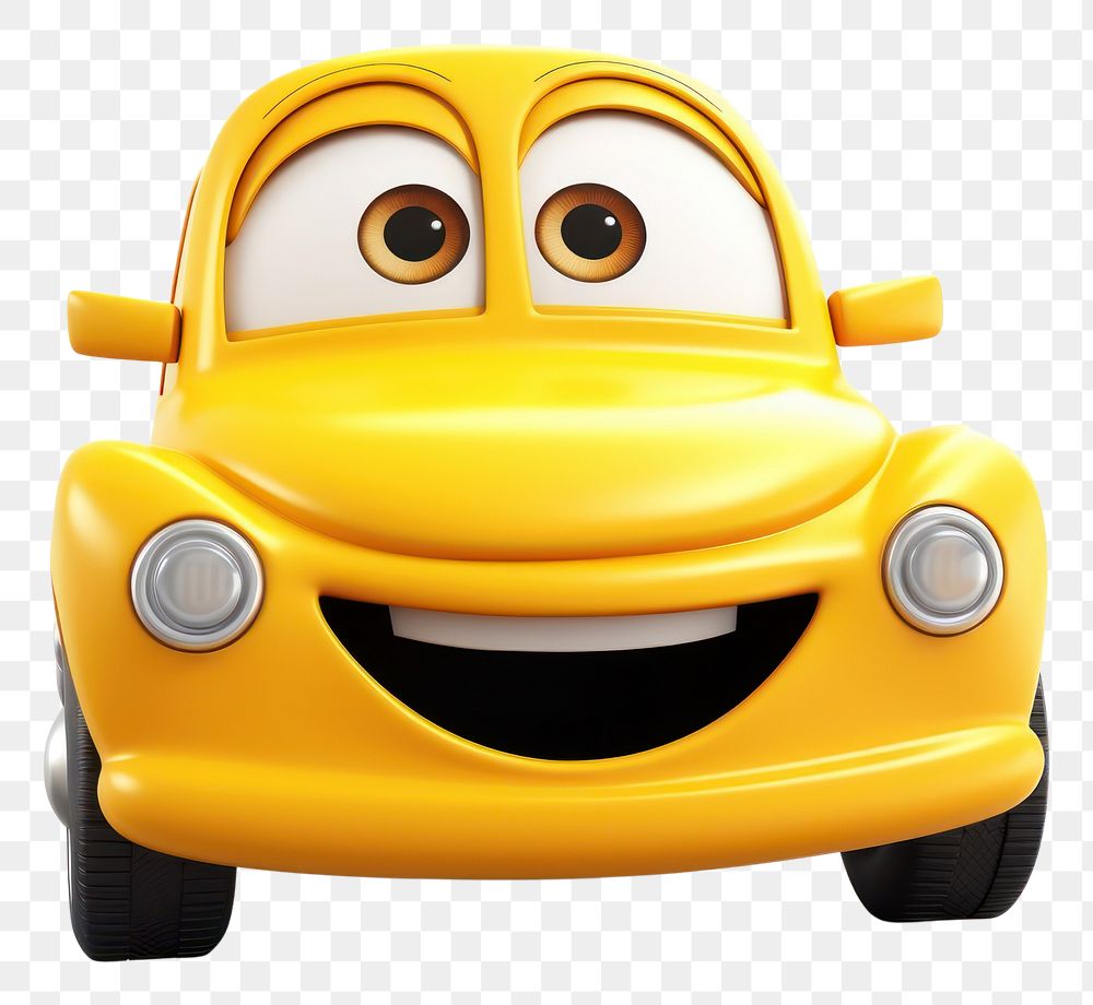 PNG  Yellow car vehicle cartoon white background. AI generated Image by rawpixel.