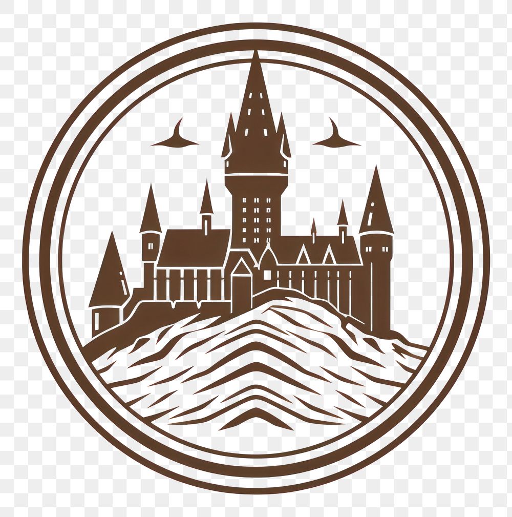 PNG A Hogwarts Castle logo circle castle architecture. AI generated Image by rawpixel.