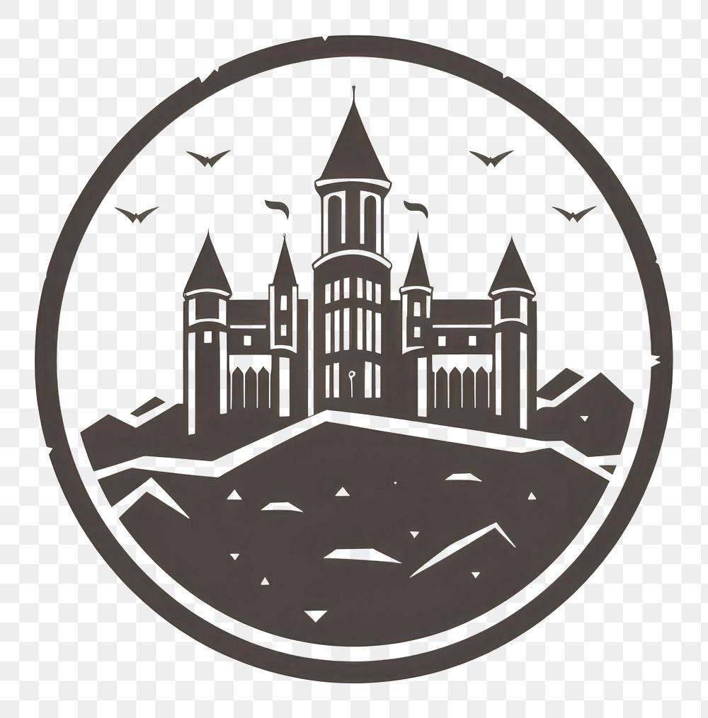 PNG A Hogwarts Castle logo circle architecture creativity. AI generated Image by rawpixel.