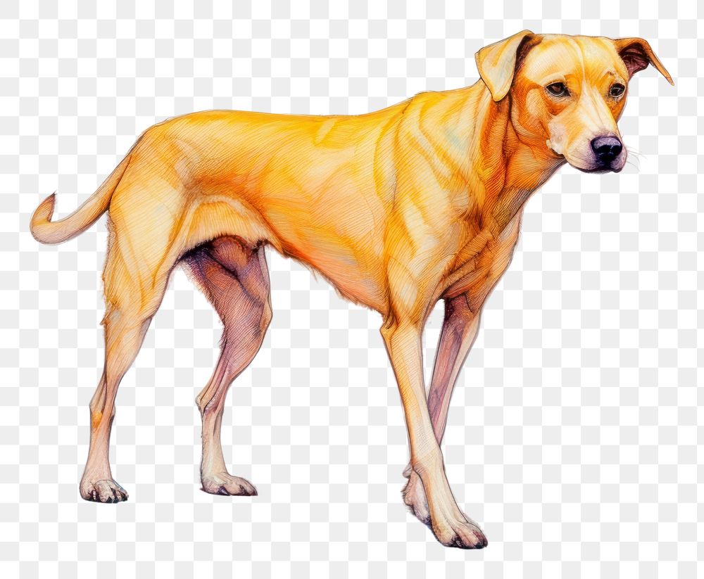 PNG A pencil color painting of a dog walking drawing animal mammal. AI generated Image by rawpixel.