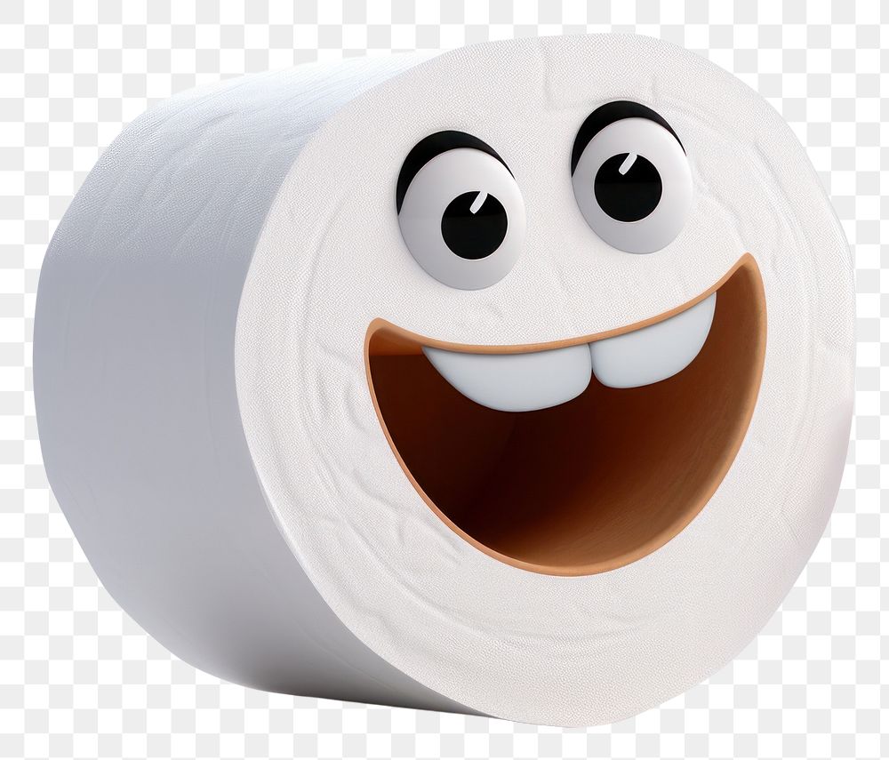 PNG Toilet paper roll white face white background. AI generated Image by rawpixel.