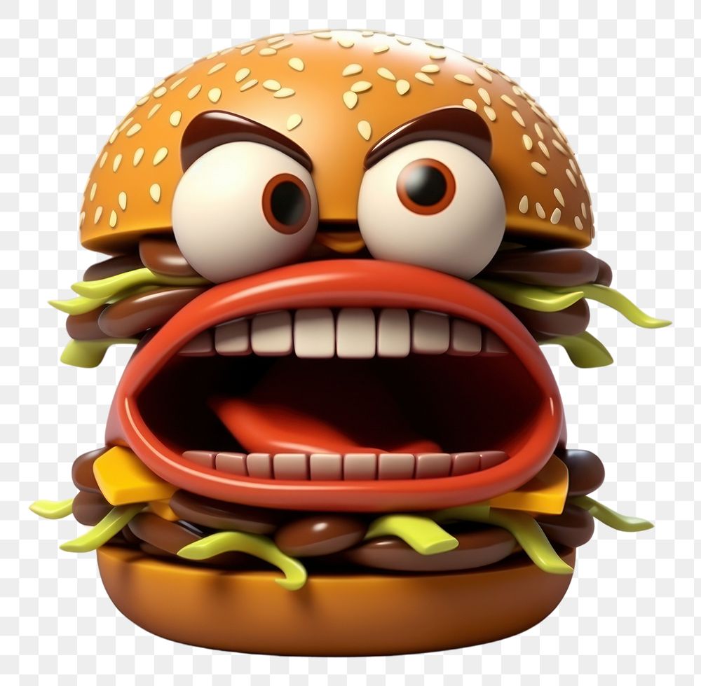 PNG  Burger cartoon food anthropomorphic. AI generated Image by rawpixel.
