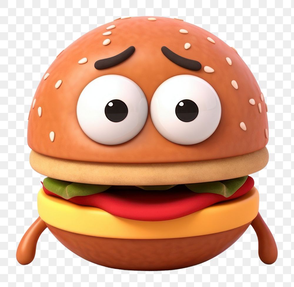 PNG  Burger cartoon food face. AI generated Image by rawpixel.