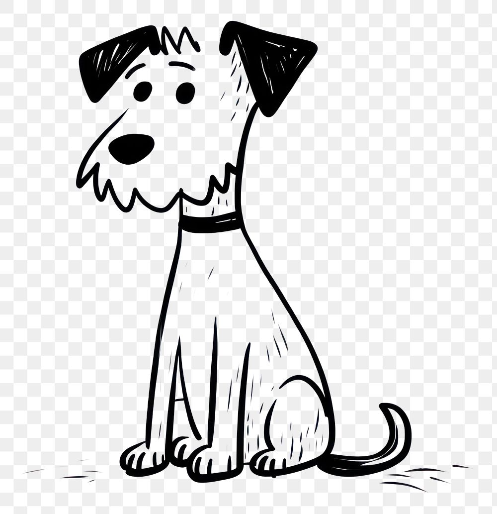 PNG Black and white minimalist Hand Drawn of dog drawing terrier animal. AI generated Image by rawpixel.