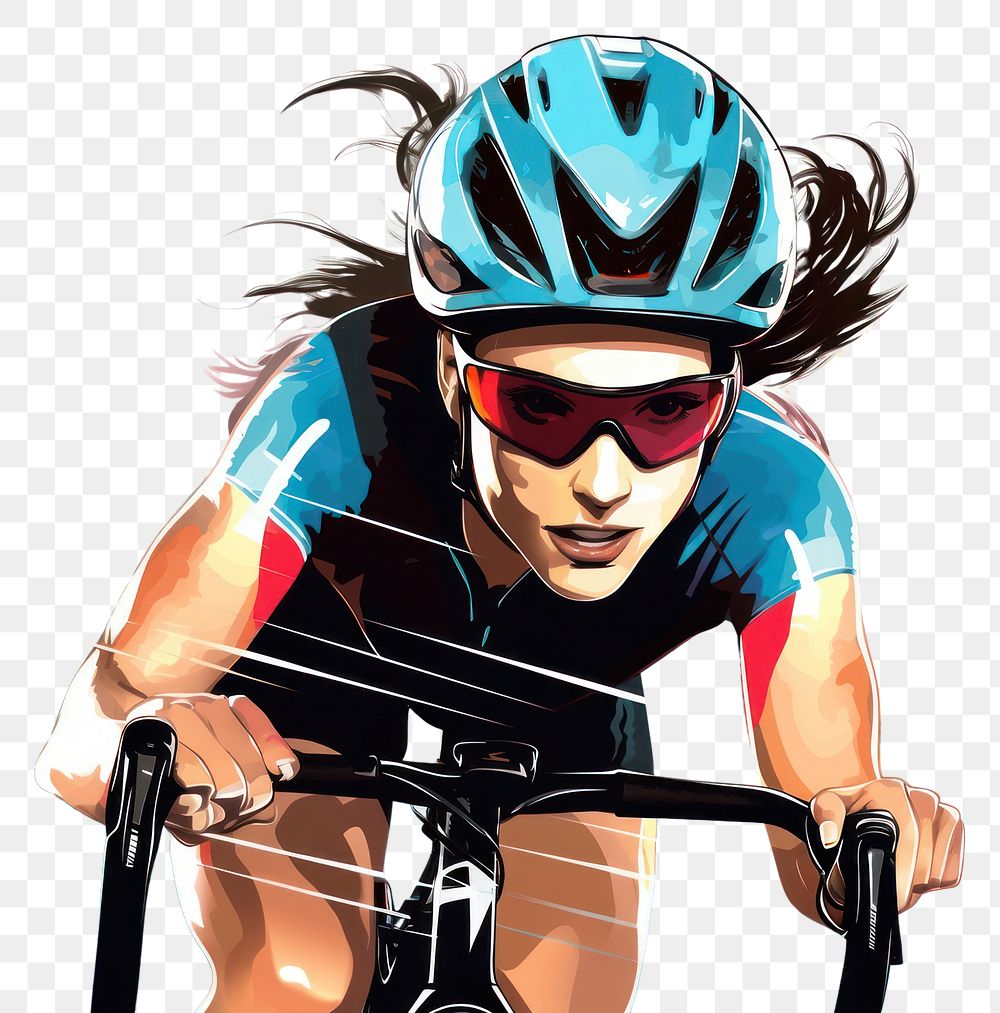 PNG A cycling woman bicycle vehicle glasses. AI generated Image by rawpixel.
