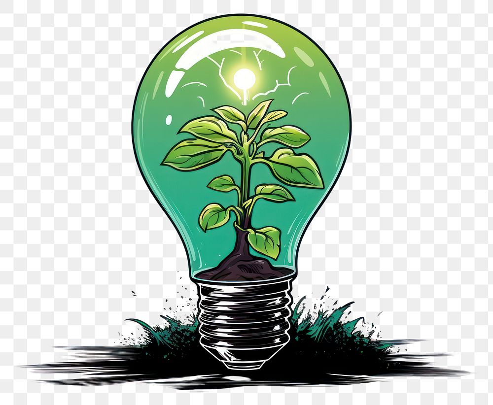 PNG A sprout growing on green globe in a light bulb lightbulb electricity illuminated. 