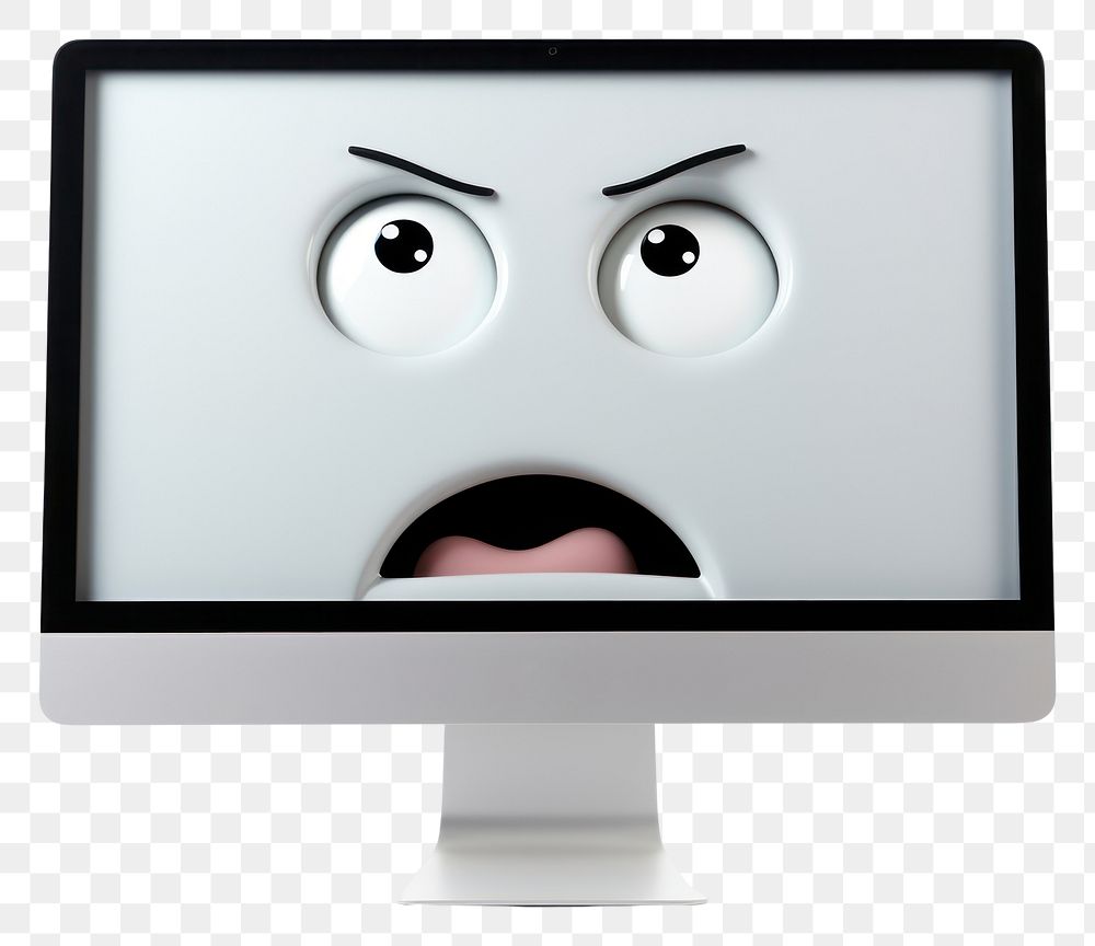 PNG  Computer monitor cartoon white background anthropomorphic. AI generated Image by rawpixel.
