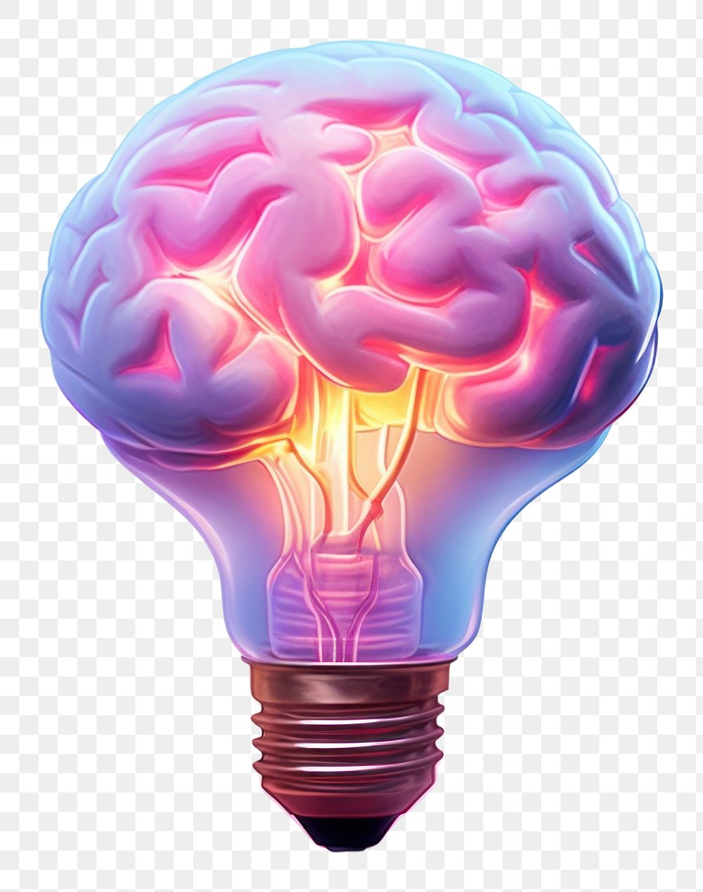 PNG Brain and light bulb lightbulb illuminated electricity. AI generated Image by rawpixel.