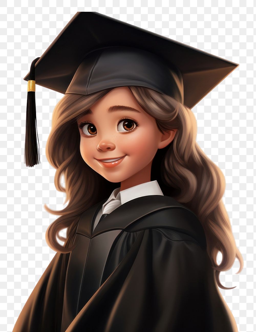 PNG Girl wearing black graduation regalia gown education cartoon adult. AI generated Image by rawpixel.