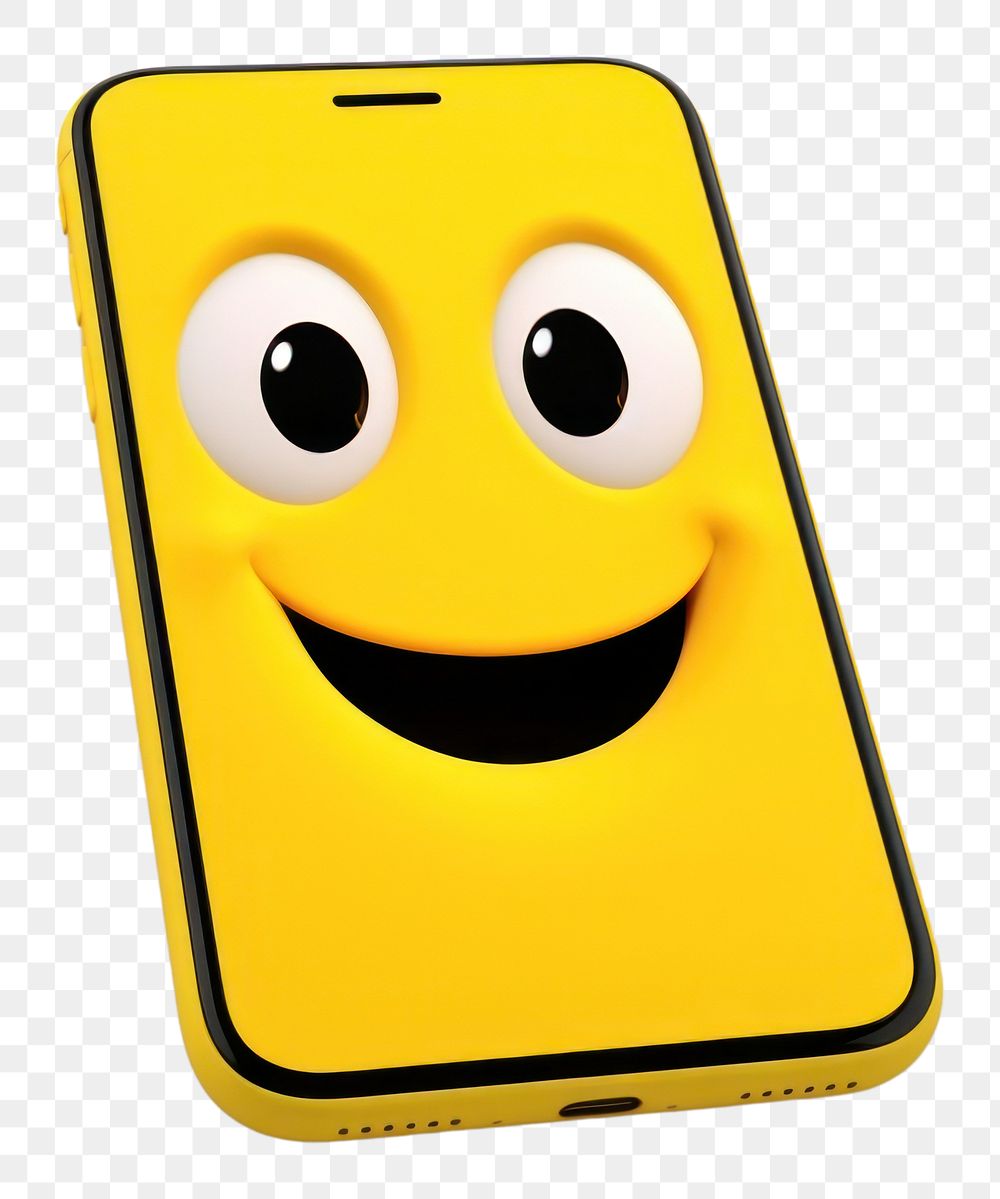 PNG  Phone cartoon face white background. AI generated Image by rawpixel.