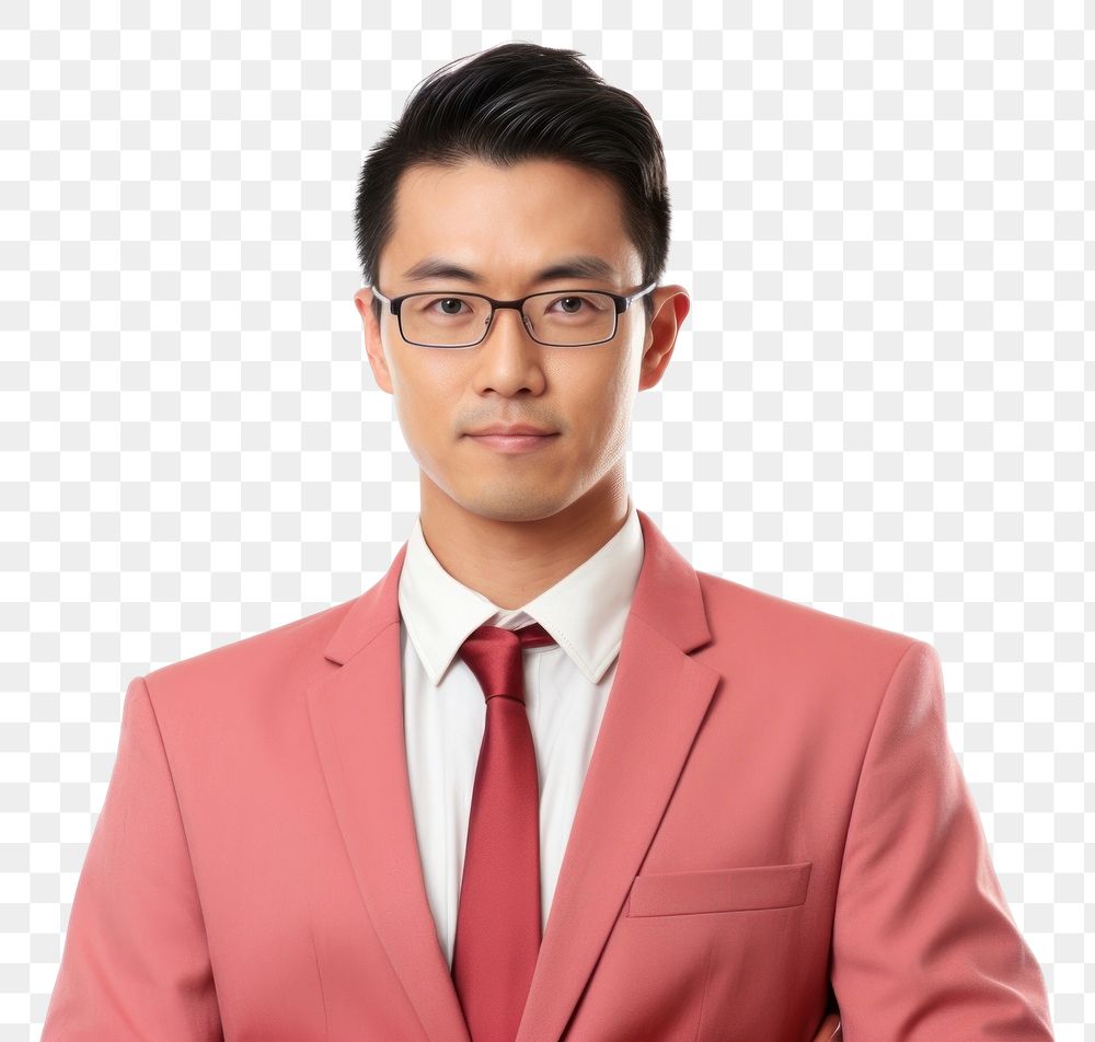 PNG Asian businessman portrait glasses blazer. AI generated Image by rawpixel.