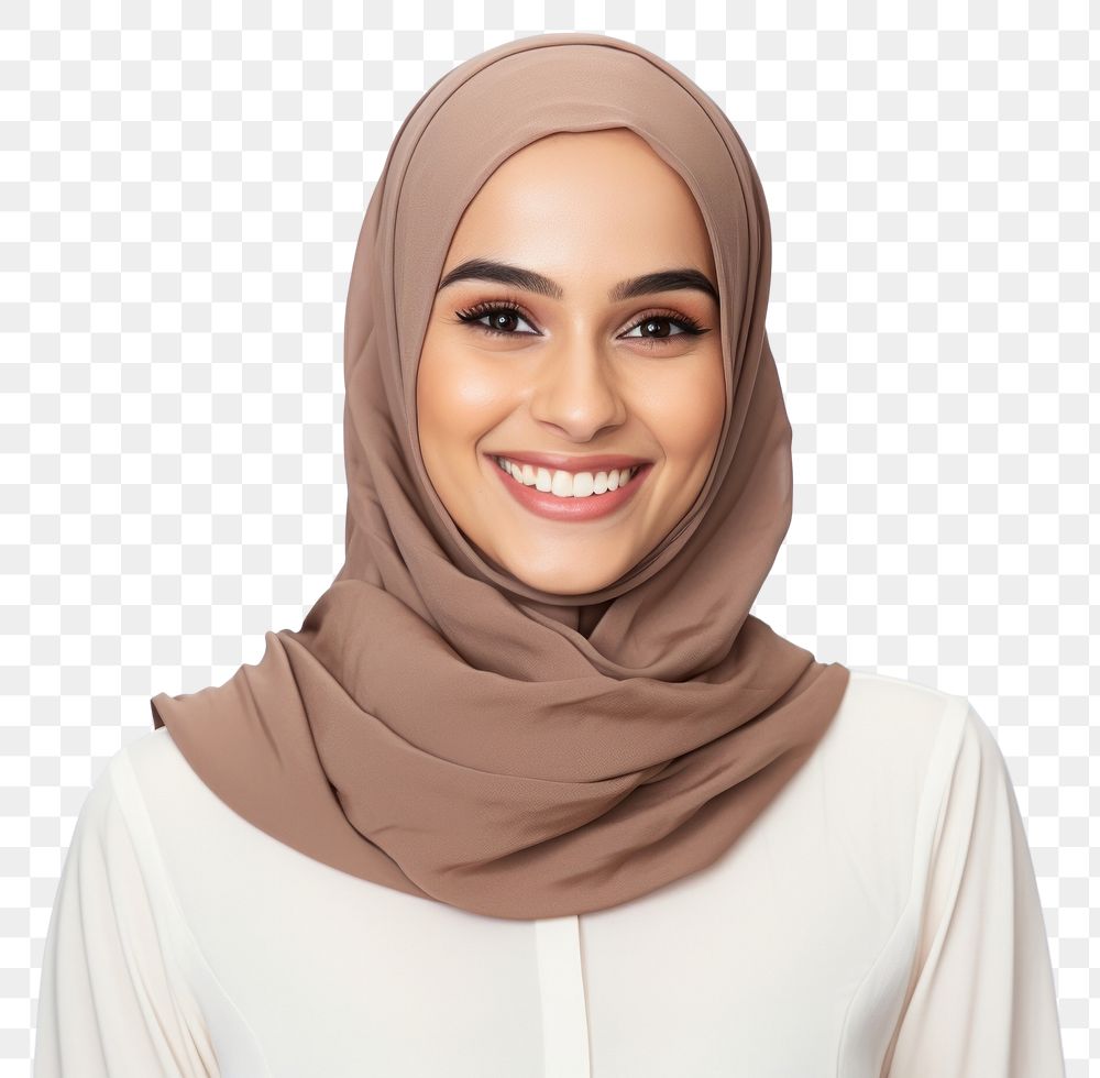 PNG  Muslim woman smiling scarf adult smile. AI generated Image by rawpixel.