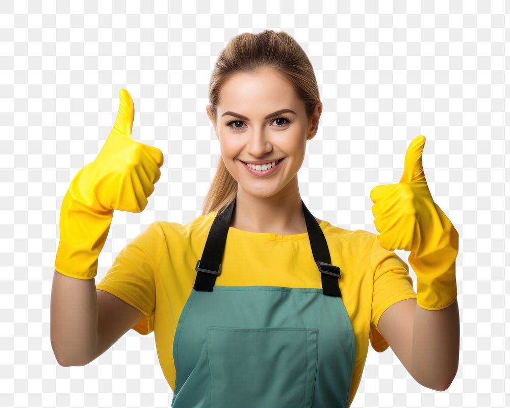 PNG Housekeeper woman cleaning glove white background. AI generated Image by rawpixel.