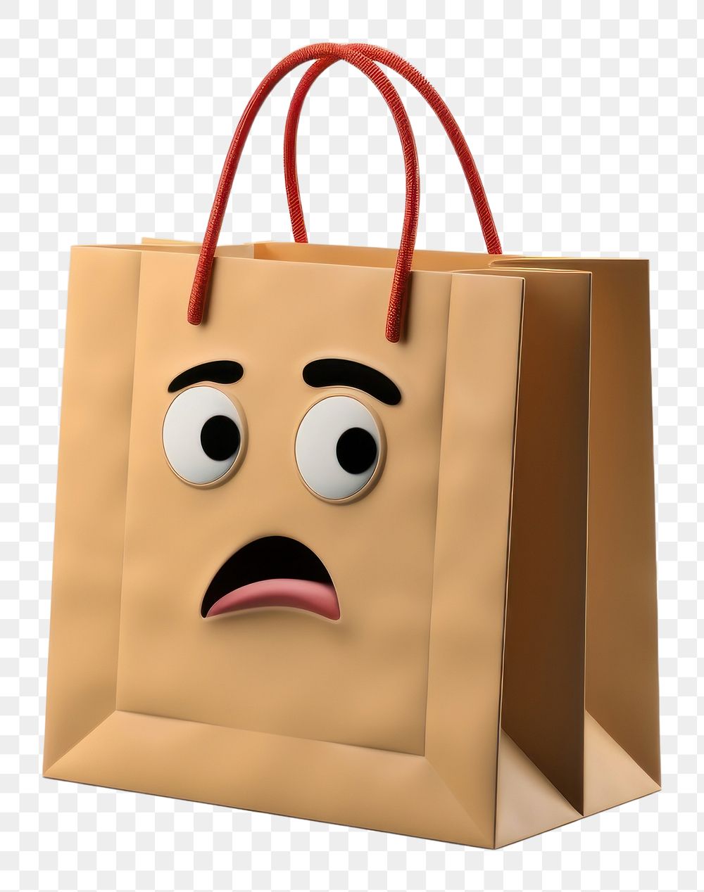 PNG  Shopping bag handbag anthropomorphic frustration. AI generated Image by rawpixel.