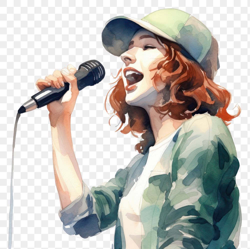 PNG  Microphone adult woman performance. AI generated Image by rawpixel.