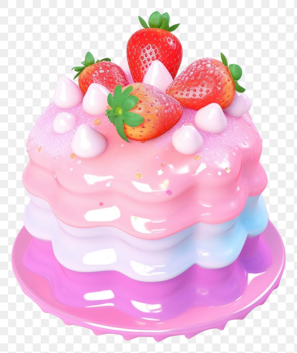 PNG Strawberry cake dessert fruit icing. AI generated Image by rawpixel.