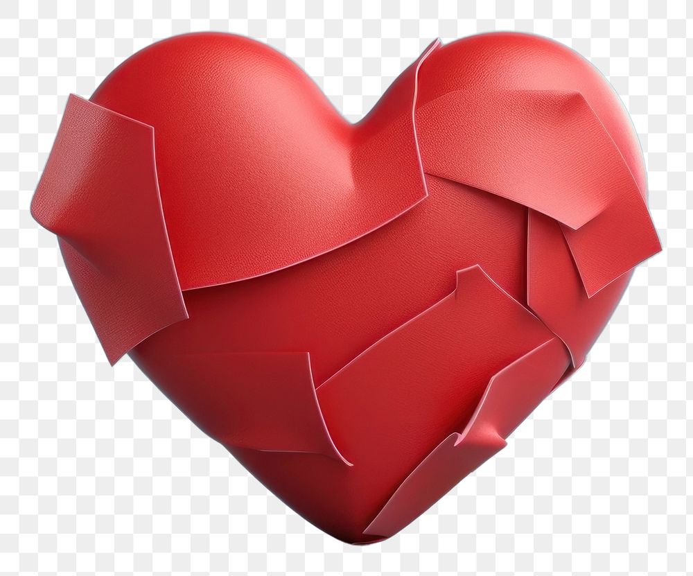 PNG  Heart with a crack cartoon red origami. AI generated Image by rawpixel.