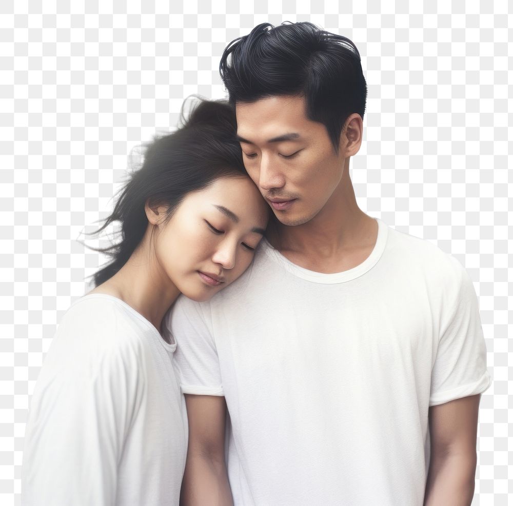 PNG Asian couple portrait adult white. AI generated Image by rawpixel.