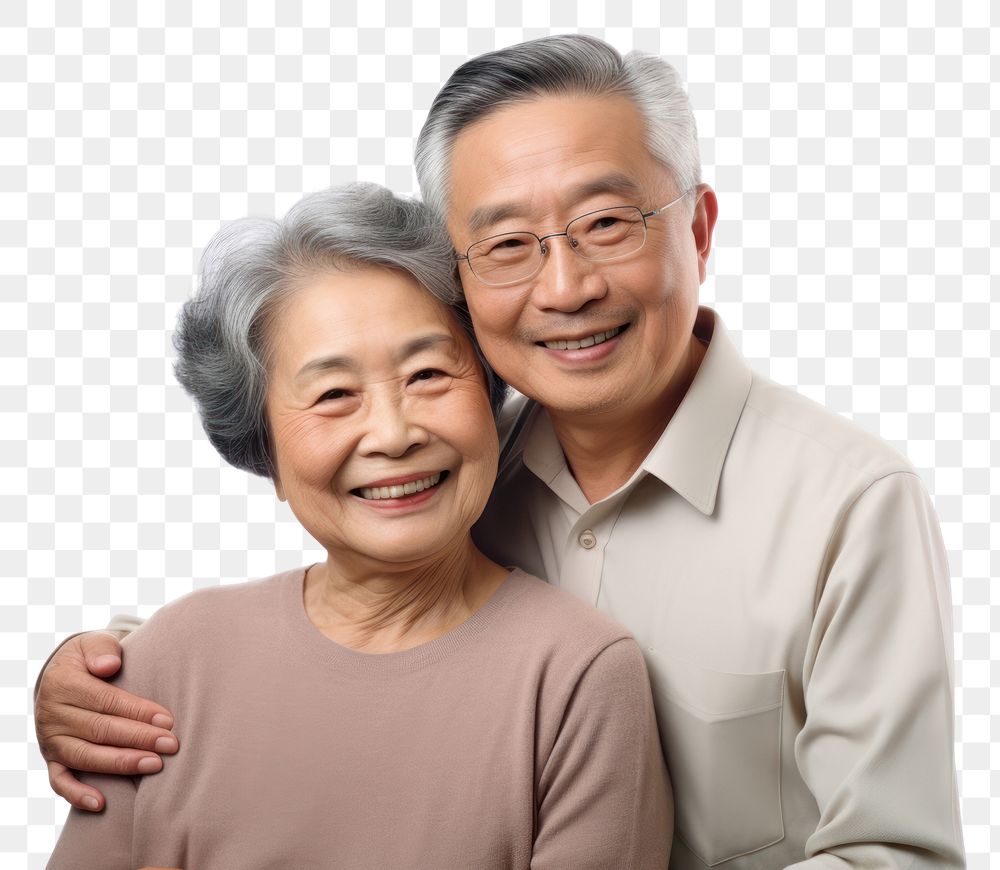 PNG Asian senior couple portrait adult photo. AI generated Image by rawpixel.