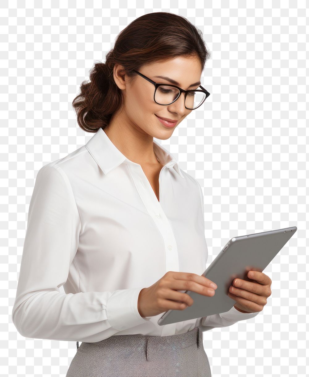 PNG Business person woman glasses computer blouse