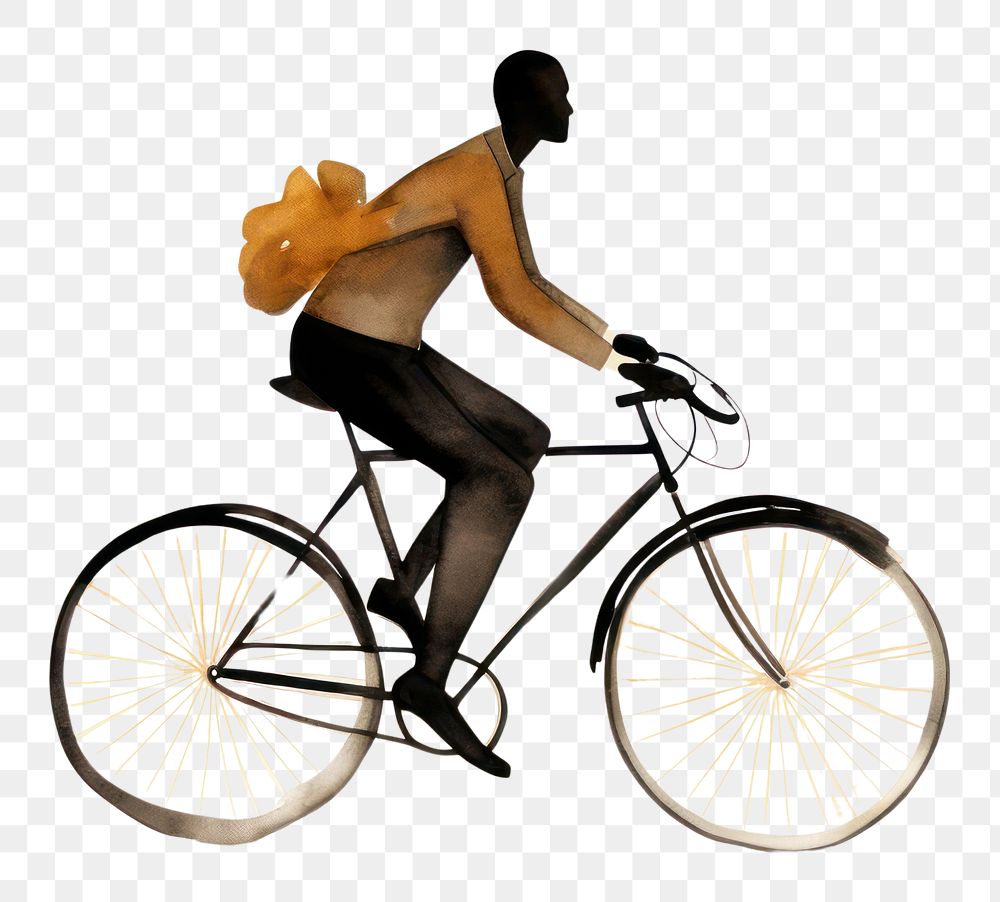 PNG Black man riding a bike bicycle vehicle cycling. AI generated Image by rawpixel.
