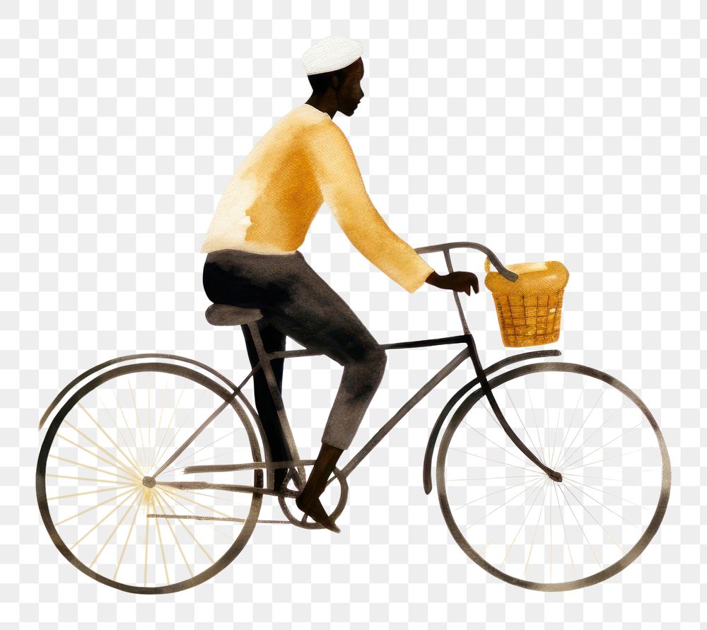 PNG Black man riding a bike bicycle vehicle cycling. AI generated Image by rawpixel.