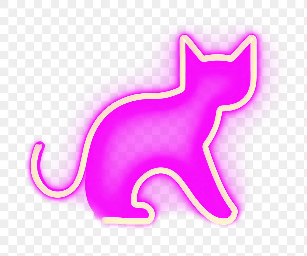 PNG Pastel neon cat walking light representation illuminated. AI generated Image by rawpixel.
