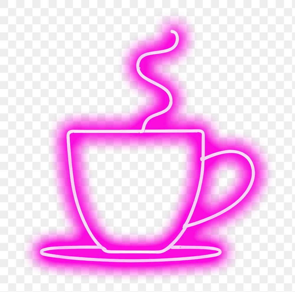 PNG Pastel neon coffee light lighting night. AI generated Image by rawpixel.