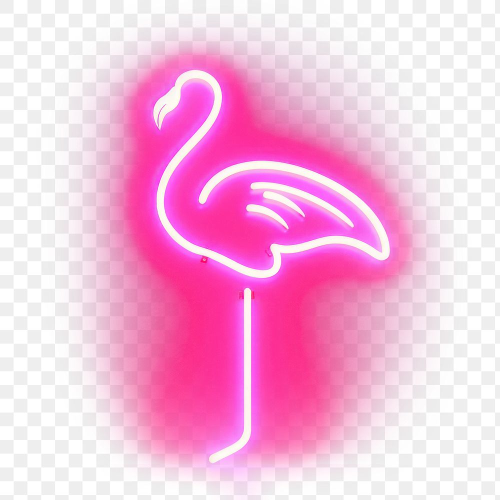 PNG Pastel neon flamingo animal nature night. AI generated Image by rawpixel.