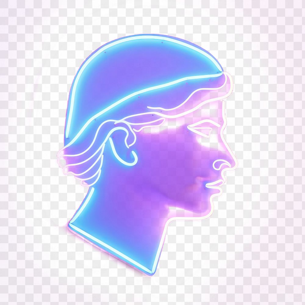 PNG Pastel neon greek statue light purple representation. AI generated Image by rawpixel.