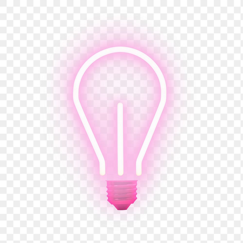 PNG Pastel neon light bulb icon lightbulb lamp illuminated. AI generated Image by rawpixel.