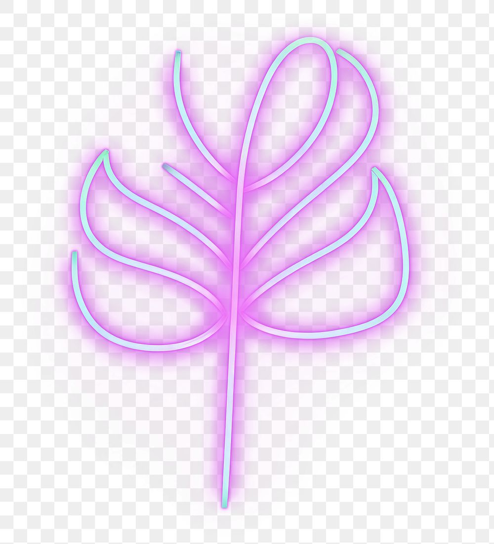 PNG Pastel neon monstera leaf light nature night. AI generated Image by rawpixel.