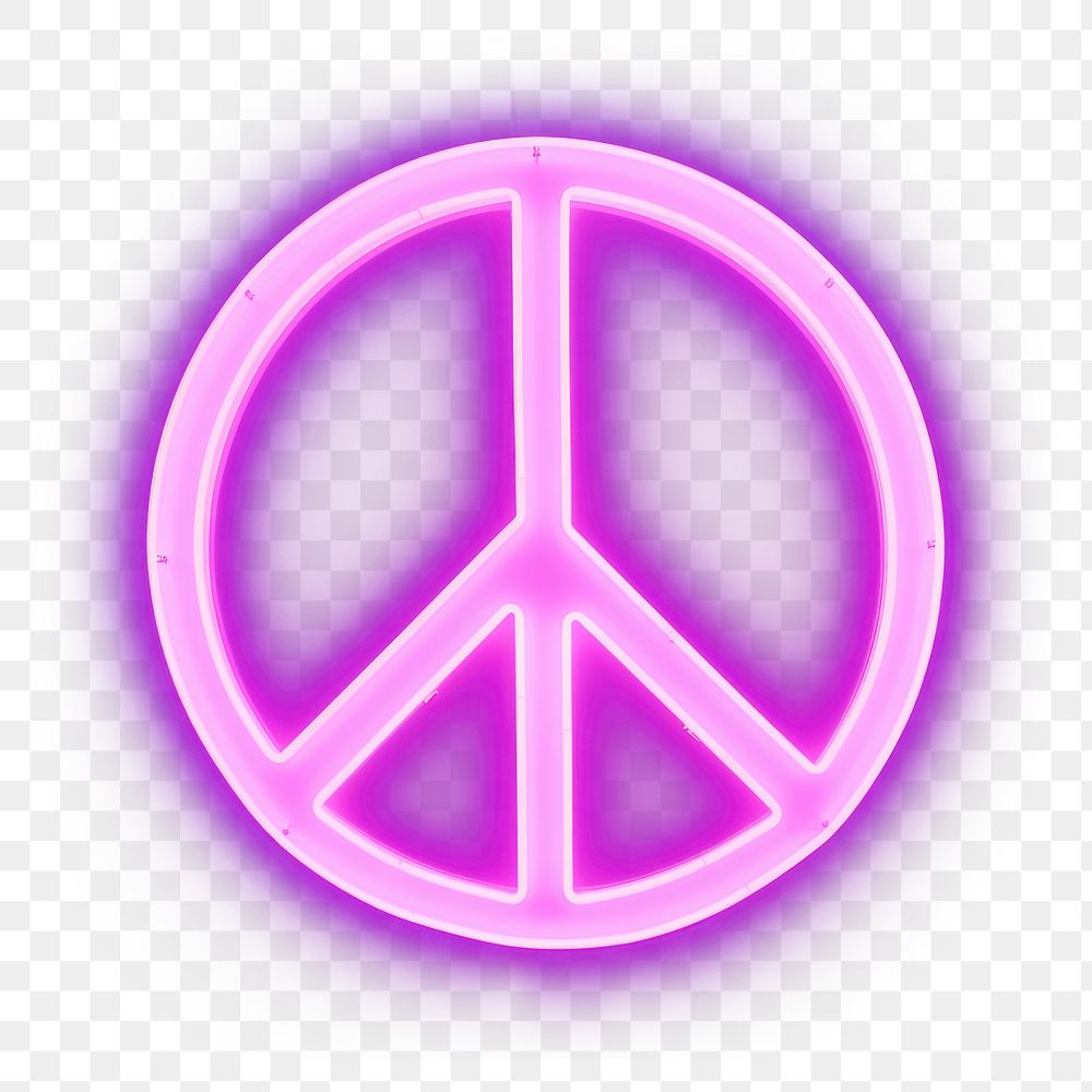 PNG Pastel neon peace sign purple symbol night. AI generated Image by rawpixel.