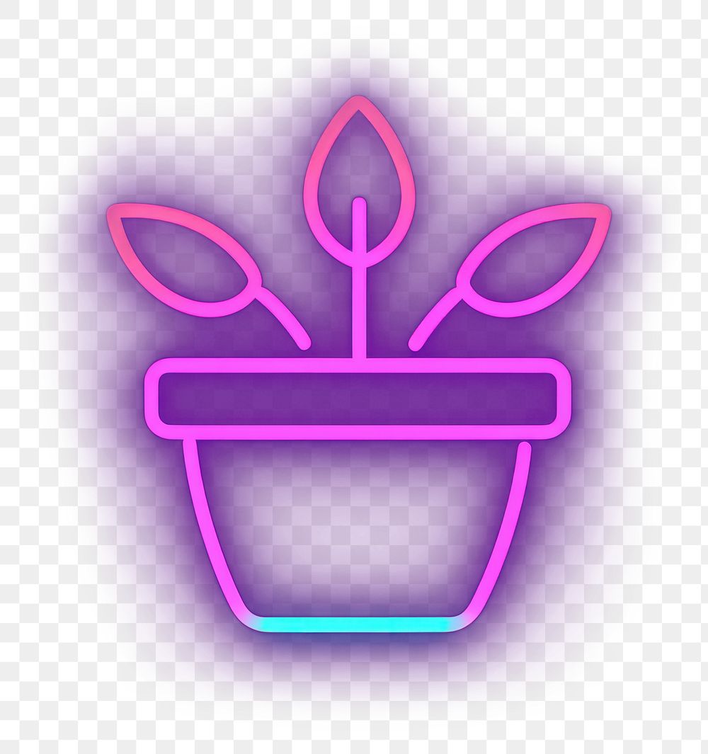 PNG Pastel neon plant pot light night line. AI generated Image by rawpixel.