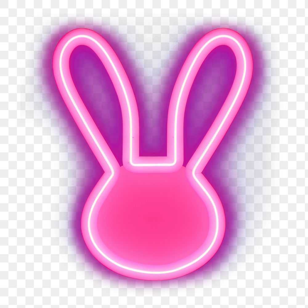 PNG Pastel neon rabbit light night sign. AI generated Image by rawpixel.