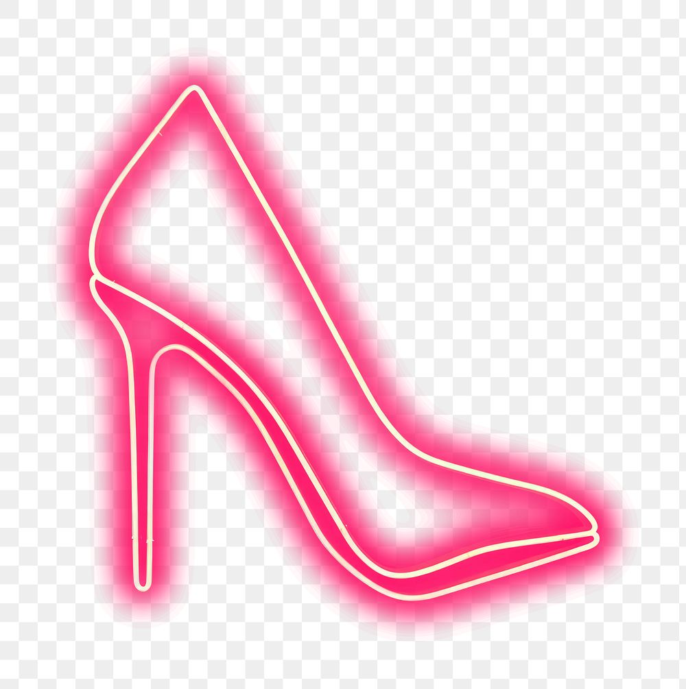 PNG Pastel neon high heel shoe light footwear line. AI generated Image by rawpixel.