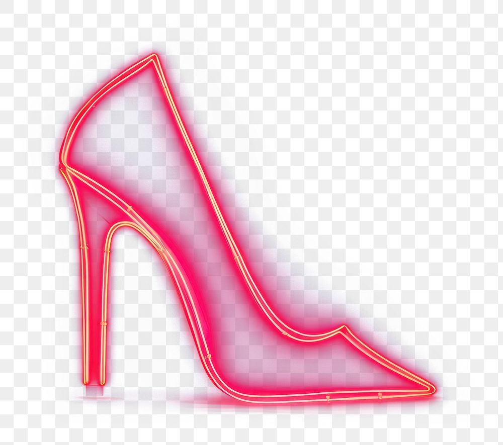 PNG Pastel neon high heel shoe light footwear line. AI generated Image by rawpixel.