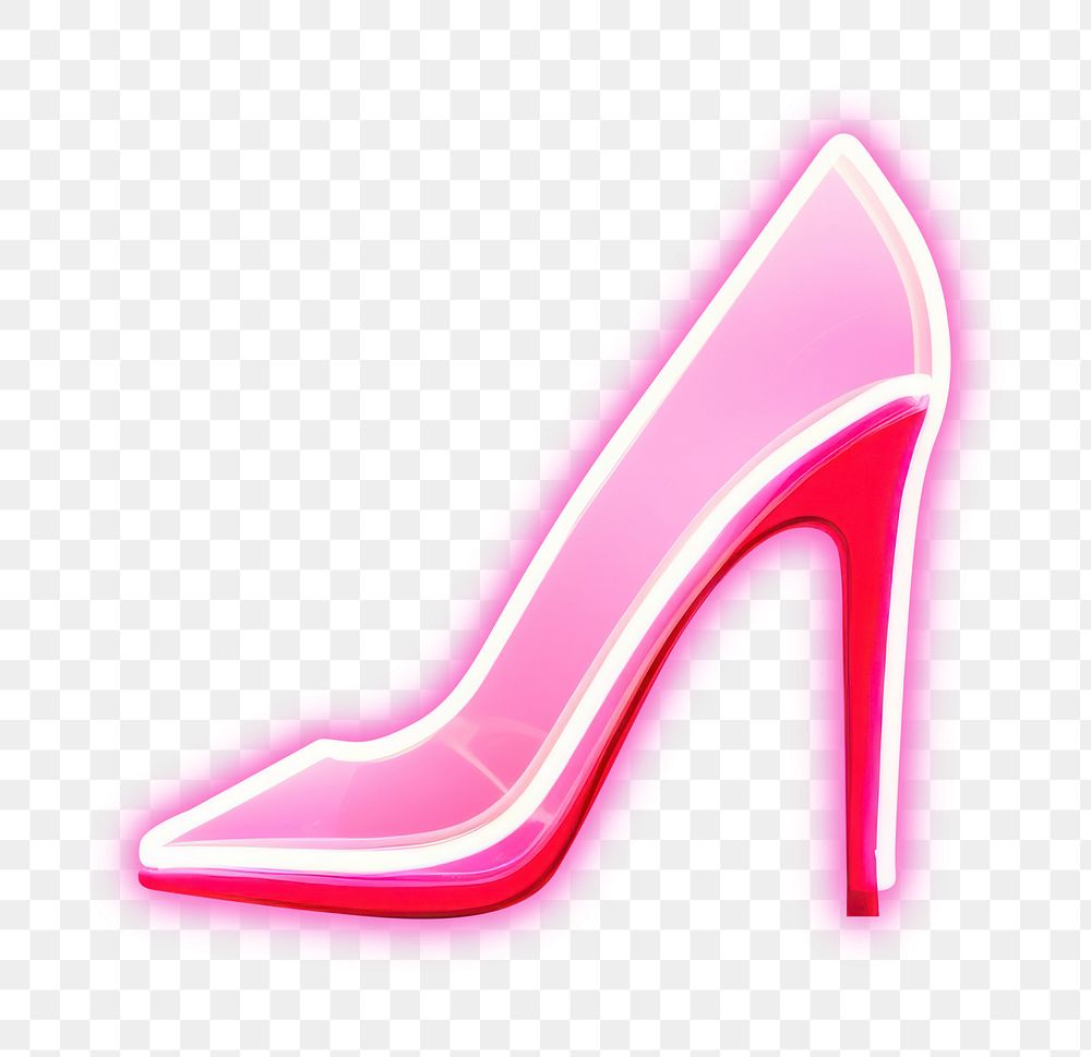 PNG Pastel neon high heel shoes footwear sign red. AI generated Image by rawpixel.