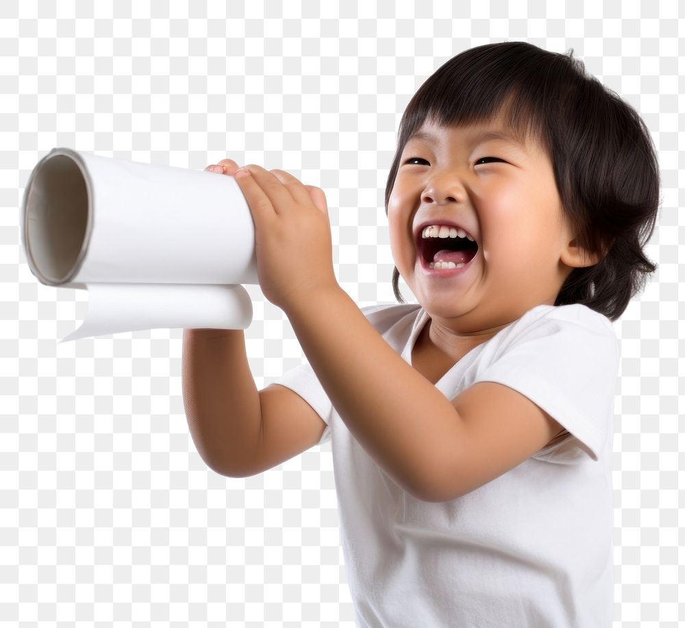 PNG Happy asian kid shouting baby white background. AI generated Image by rawpixel.