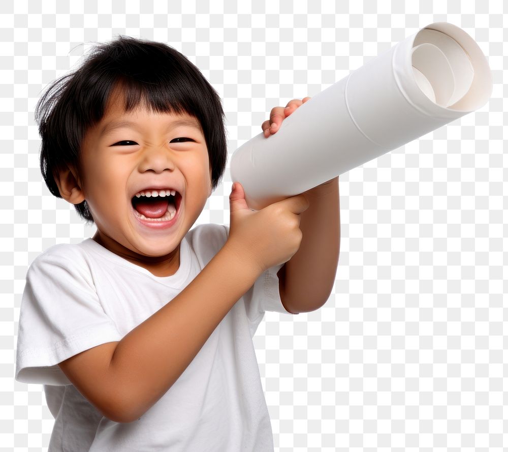 PNG Happy asian kid shouting white background happiness. AI generated Image by rawpixel.
