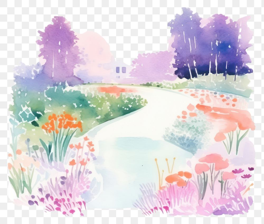PNG Garden painting outdoors graphics. AI generated Image by rawpixel.