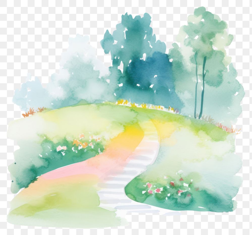 PNG Garden landscape painting outdoors. AI generated Image by rawpixel.