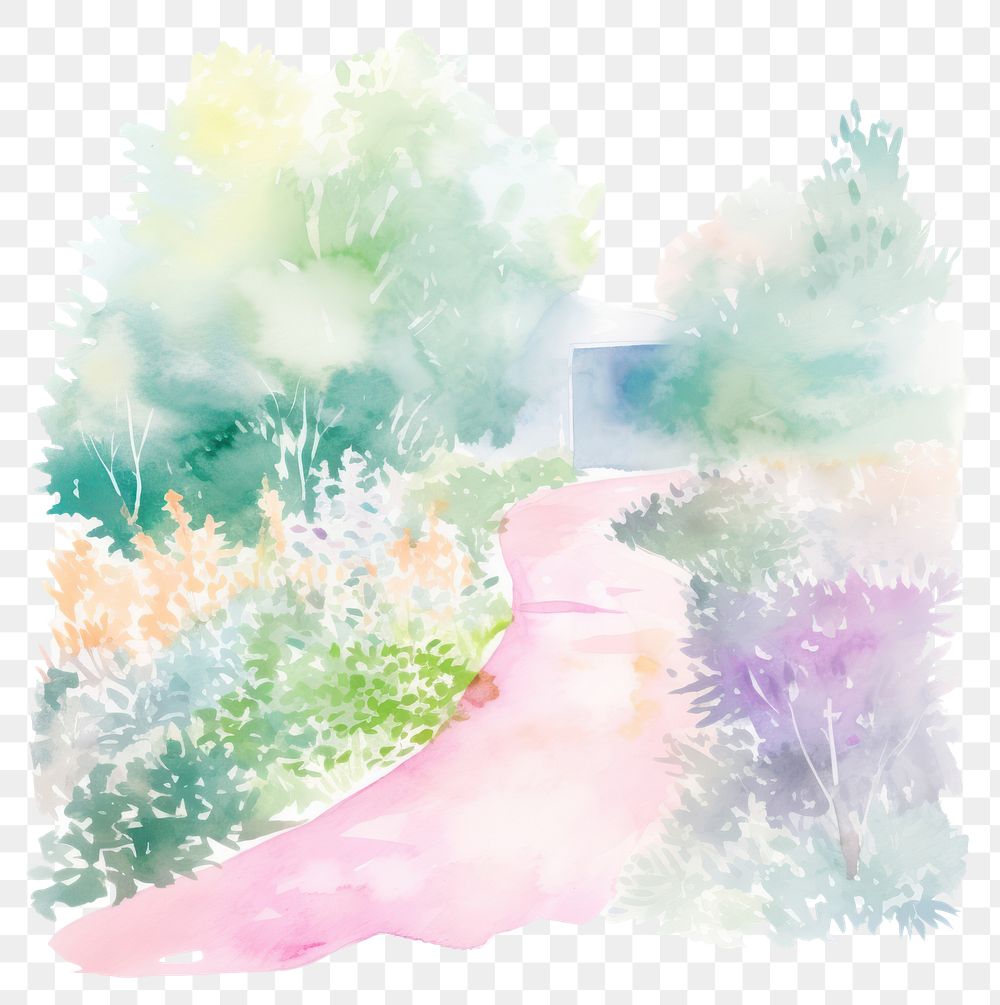 PNG Garden painting outdoors nature. AI generated Image by rawpixel.