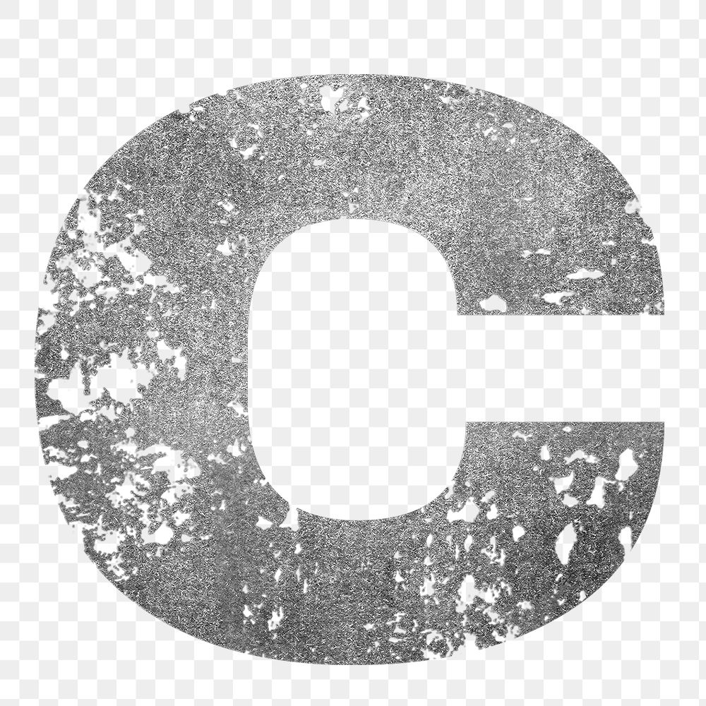 Letter c png gray grunge font, transparent background