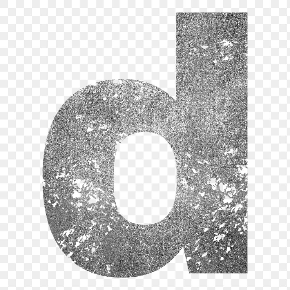 Letter d png gray grunge font, transparent background
