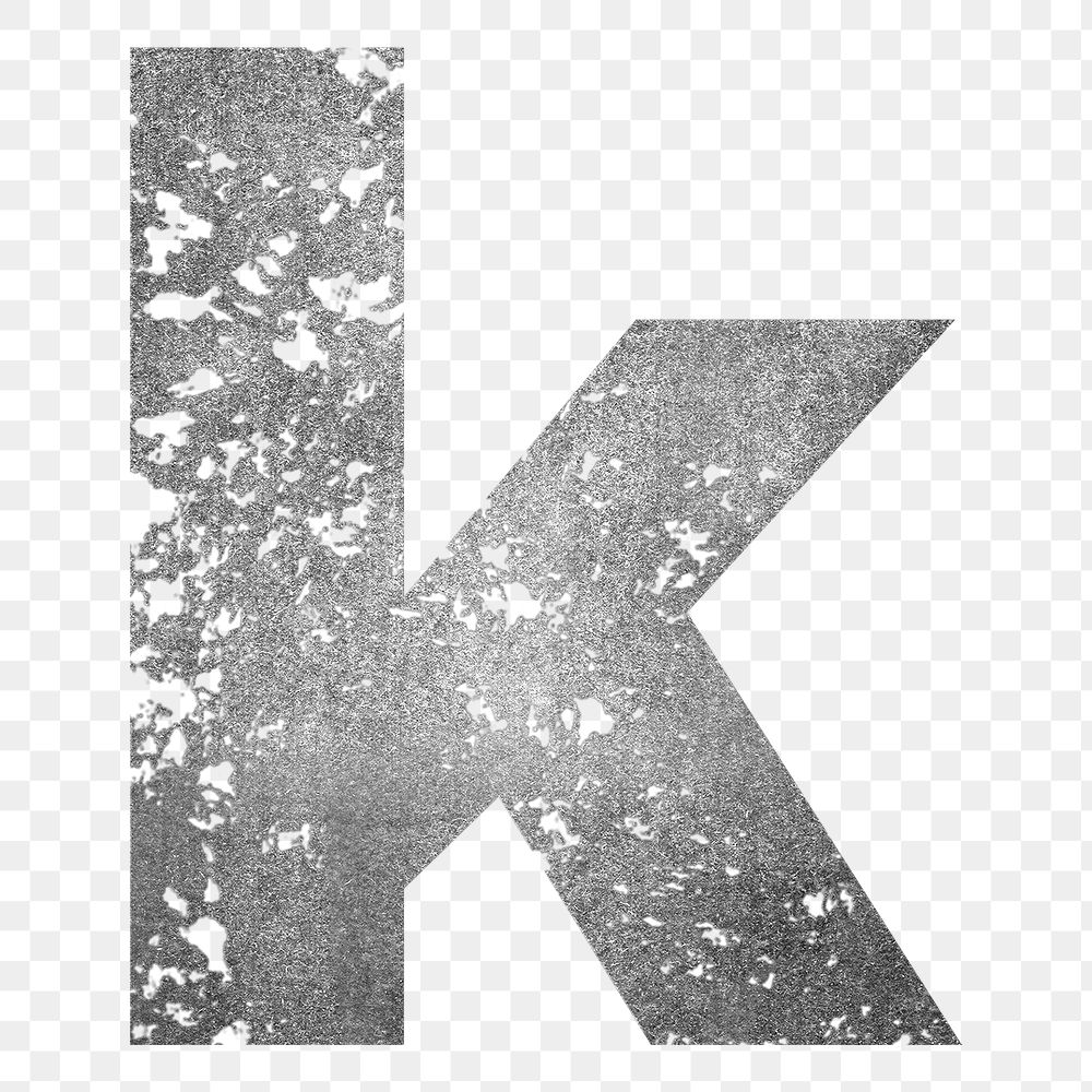 Letter k png gray grunge font, transparent background