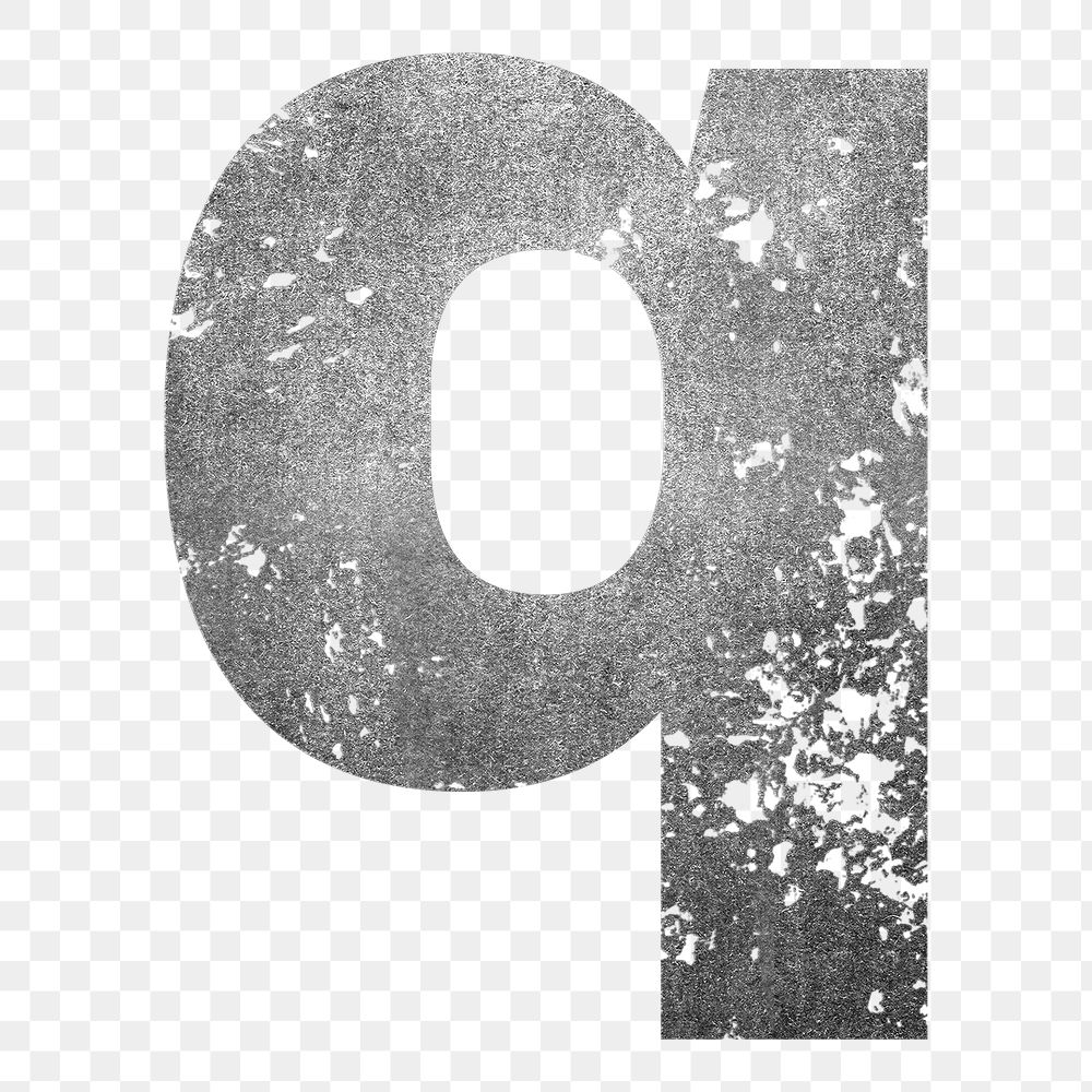 Letter q png gray grunge font, transparent background
