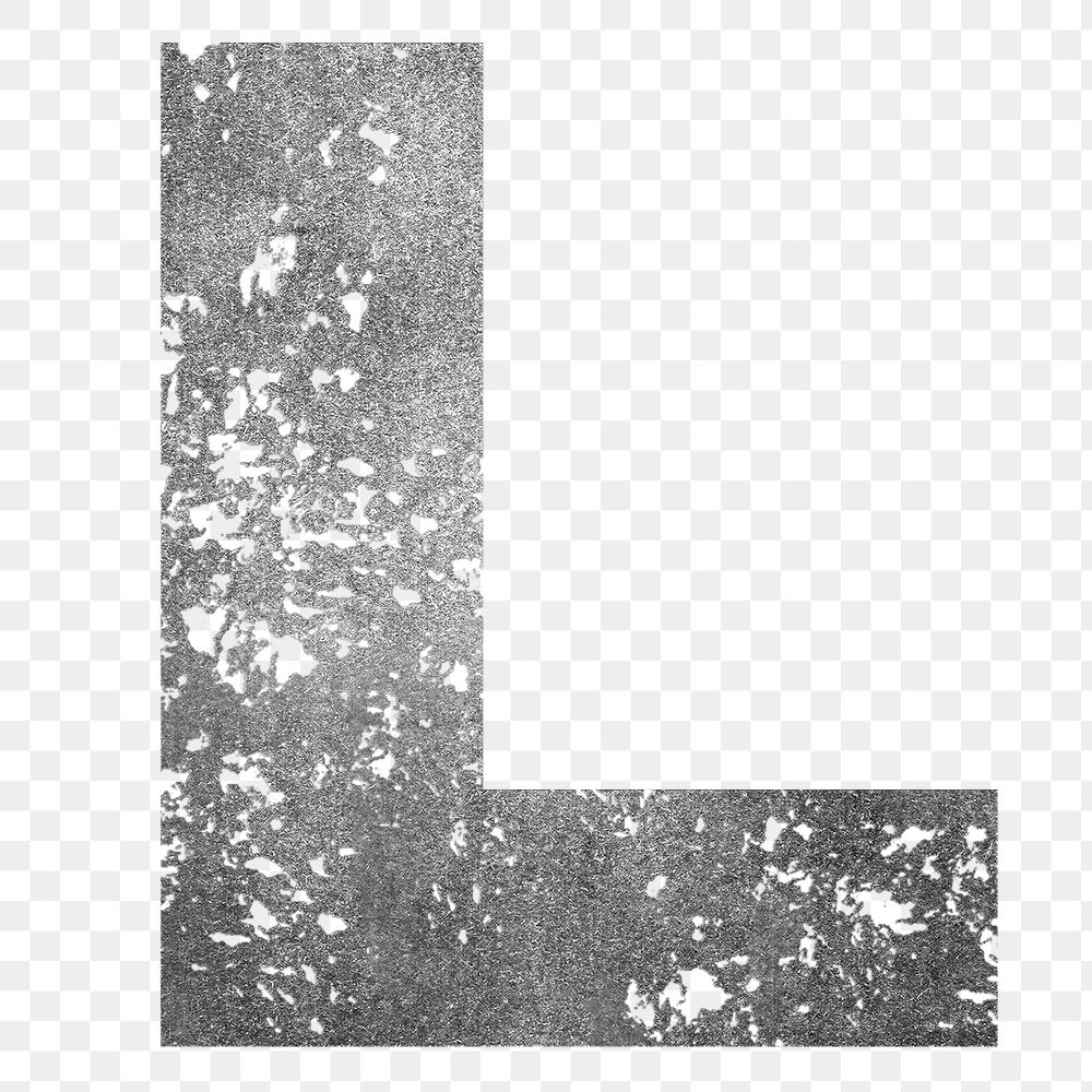 Letter L png gray grunge font, transparent background