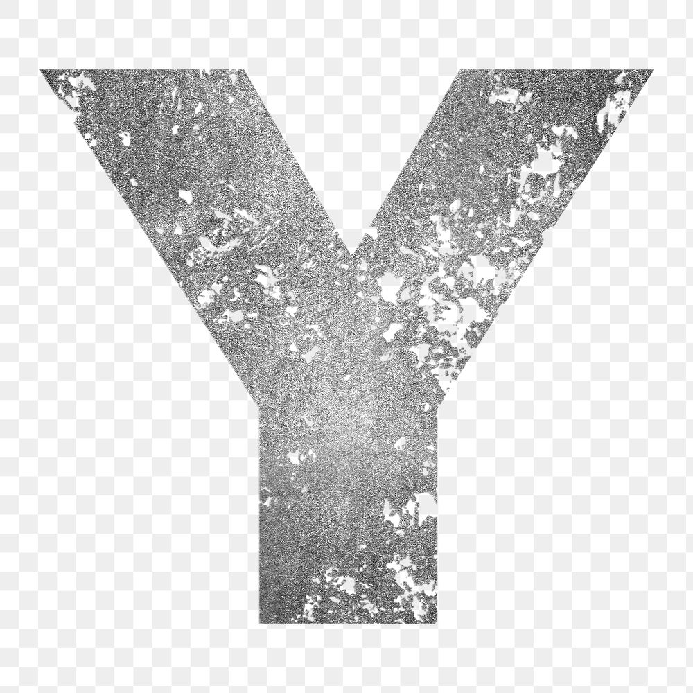 Letter Y png gray grunge font, transparent background
