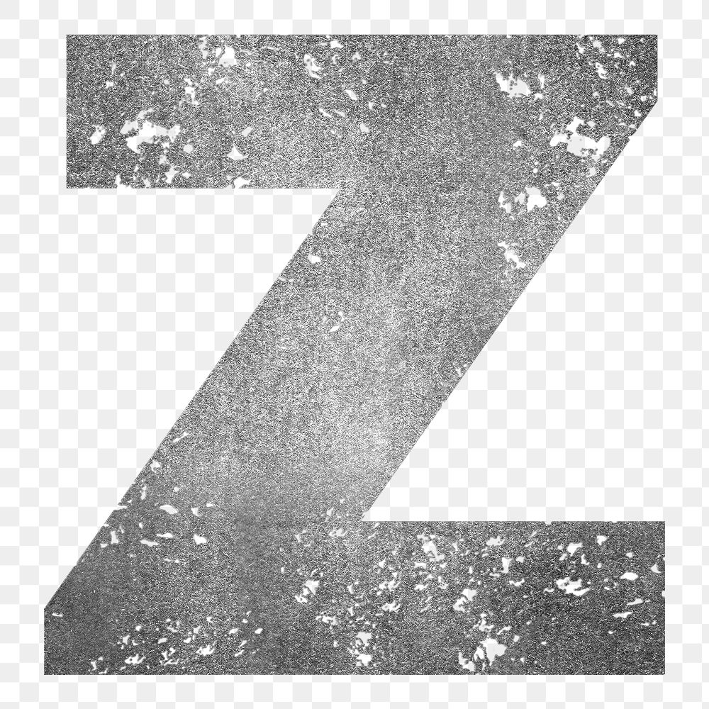 Letter Z png gray grunge font, transparent background